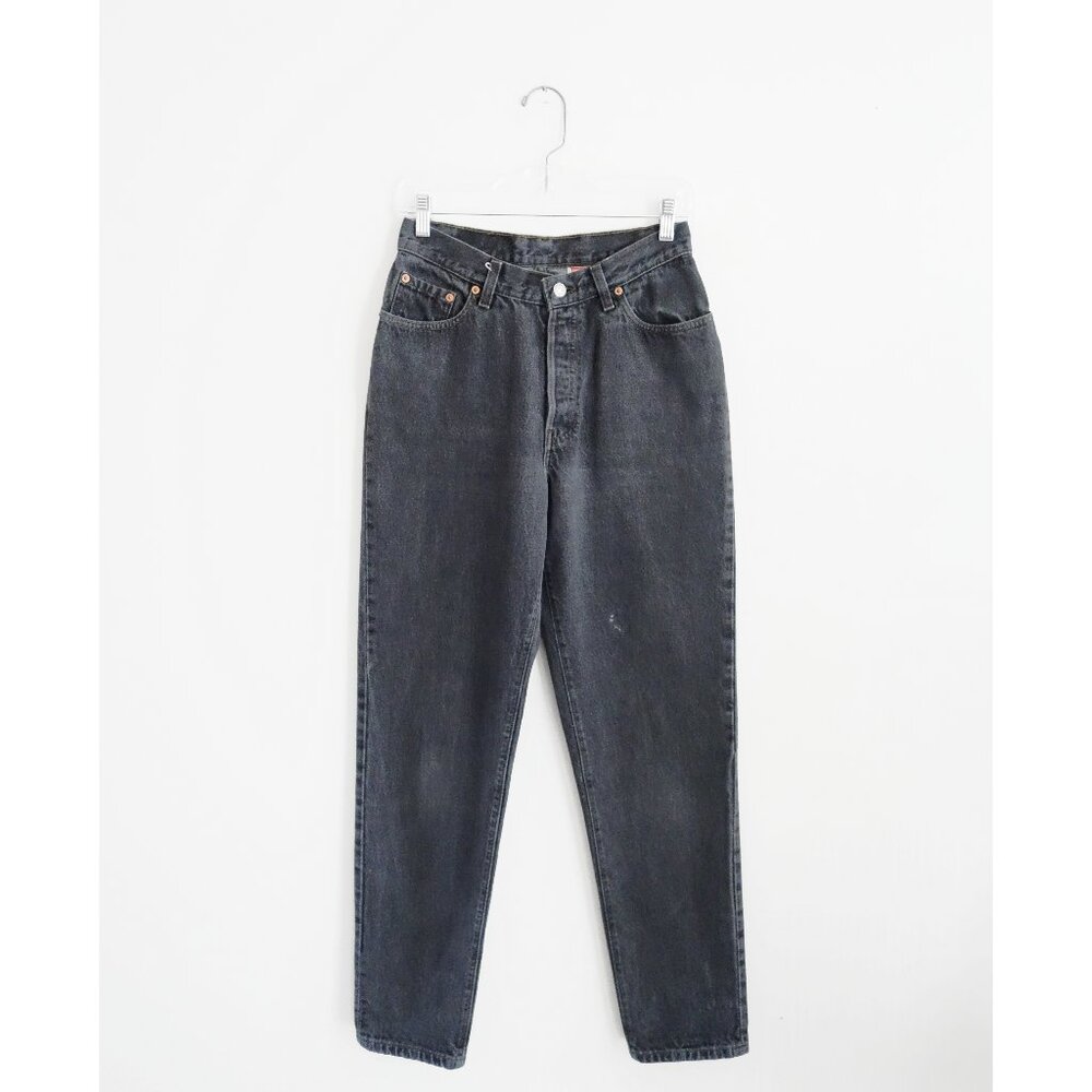 Vtg 80s Levi's 501 Grey Denim High Waist Tapered Leg Button Fly Jeans 9 fit 28 6